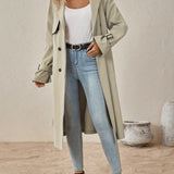 Trench lungo ed elegante in misto cotone da donna - perfetto per l'uso quotidiano