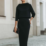 Set Donna – Con Collo a Barchetta, Lunghezza Midi, Adatto per Primavera e Estate, Casual per Uso Quotidiano