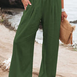 Pantaloni estivi in lino da donna – Elastico in vita e vestibilità comoda e ampia