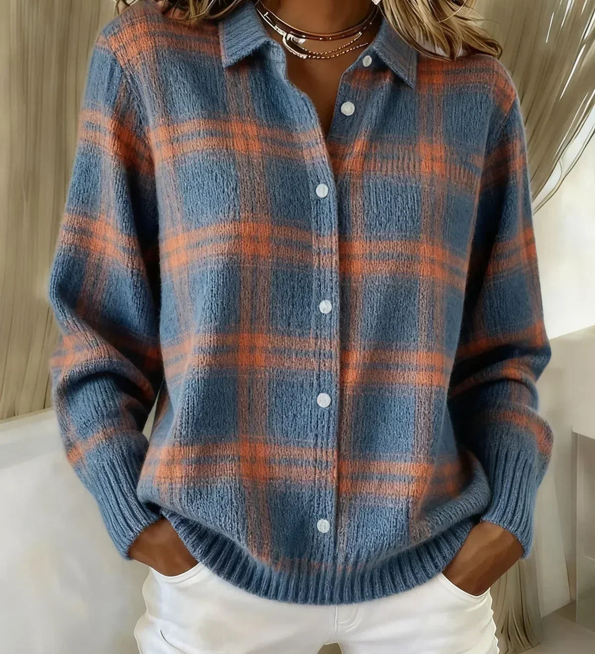 Claudia™ | Cardigan a quadri in maglia morbida