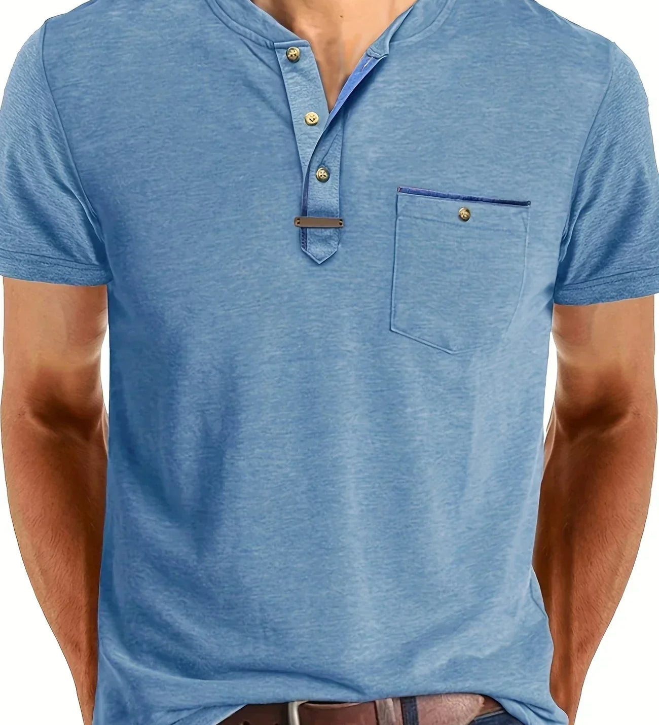 Varel | T-shirt elegante con colletto rotondo e tasca