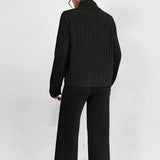 Donna' - Set due pezzi - Maglione a collo alto e pantaloni larghi