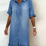 Abito Donna Scollo V – Casual con Rouches, Adatto per Primavera e Estate