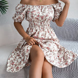Abito estivo midi floreale casual ed elegante da donna - Elegante, lusinghiero