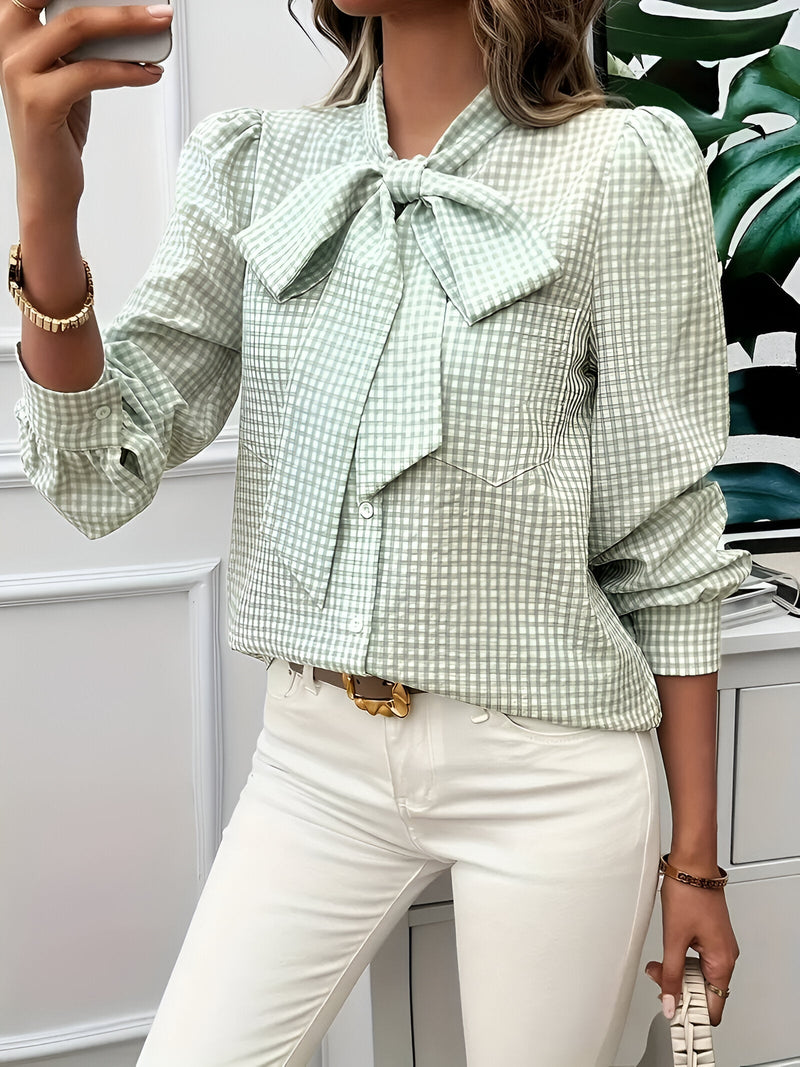 Blusa Femminile Sottile – Con Fiocco, Adatta per Lavoro e Uso Quotidiano