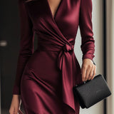 Abito Femminile Scollo V – Con Cintura, Adatto per Occasioni Festive