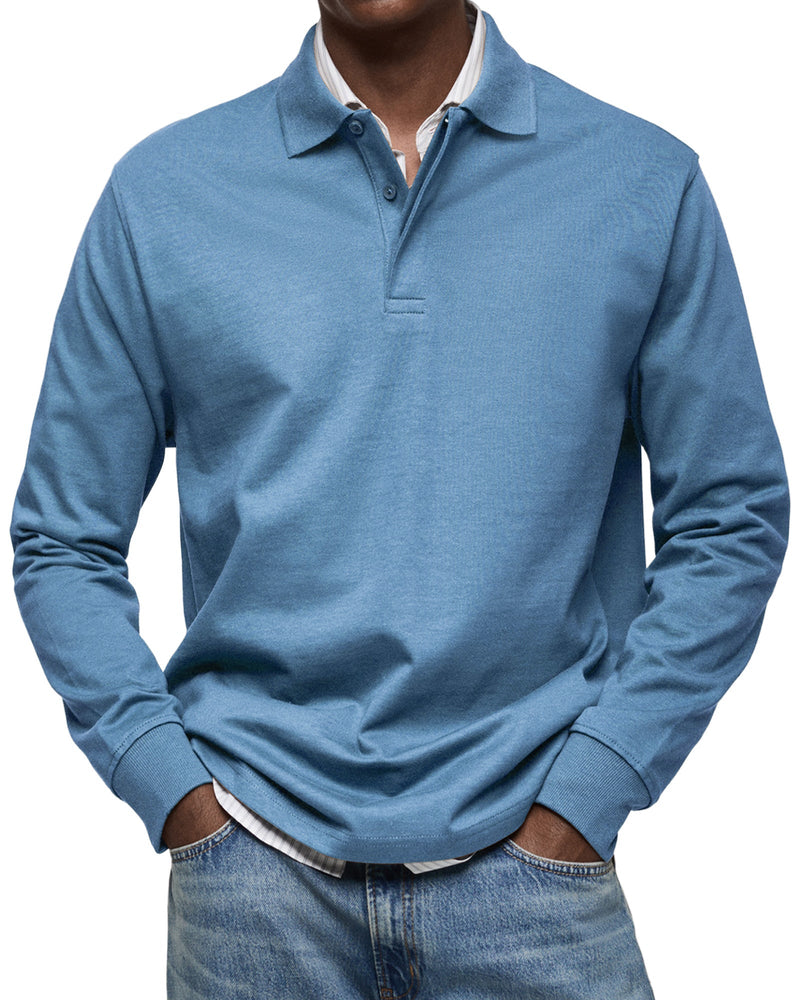 Varel | Camicia Poloshirt Casual a Maniche Lunghe