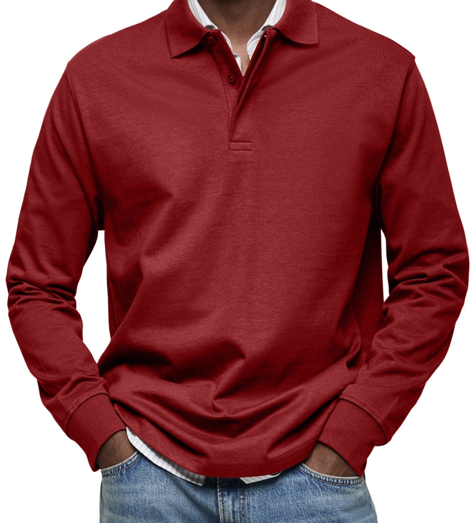 Varel | Camicia Poloshirt Casual a Maniche Lunghe