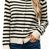 Cardigan da donna in maglia a righe a maniche lunghe – Stile casual, comodo e dalla vestibilità ampia