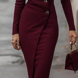 Abito Midi A-line da Donna – Con Bottoni, Adatto per Uso Casual e Quotidiano