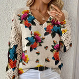 Donna - Maglia con motivo floreale - Maglieria alla moda