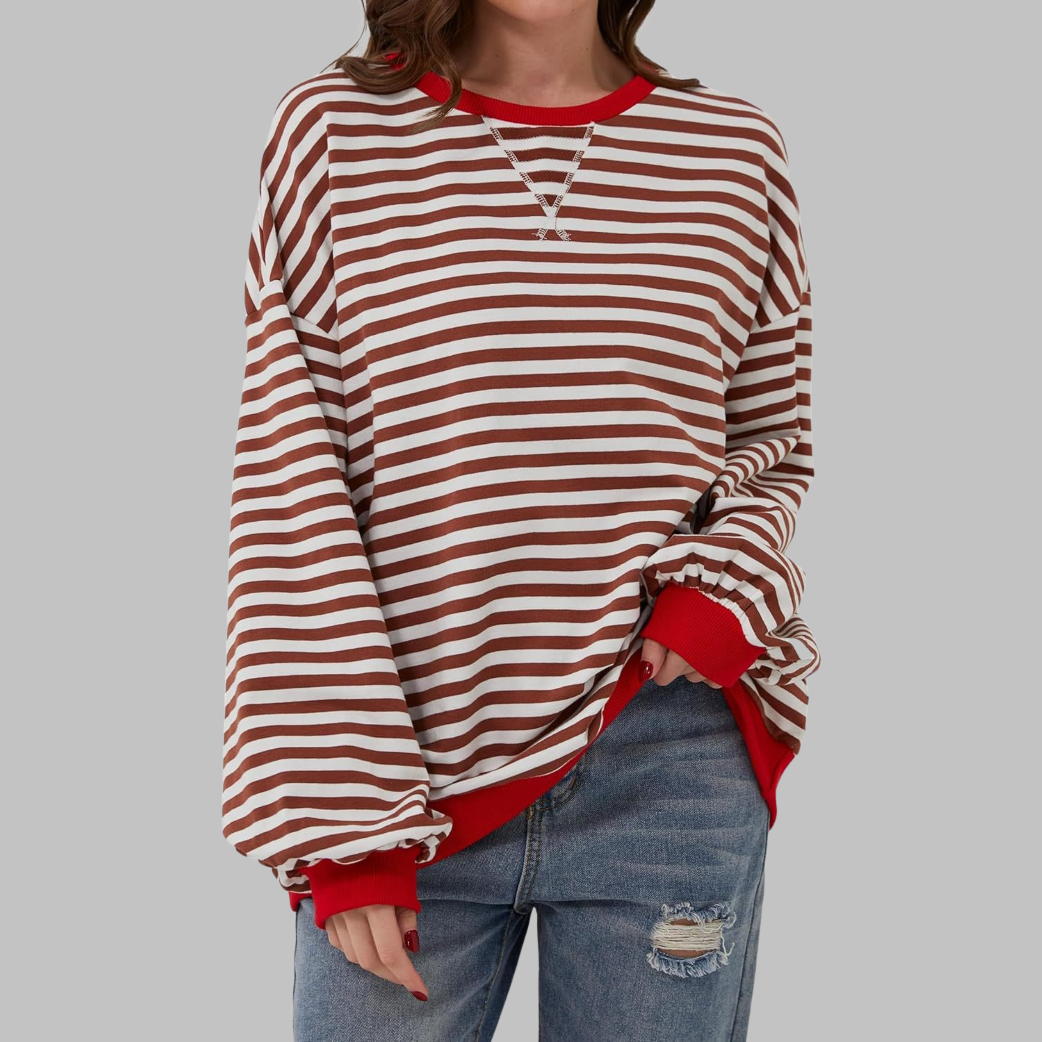 Felpa Oversized da Donna – Casual, Con Maniche Lunghe, Collo Rotondo, Adatta per Uso Quotidiano
