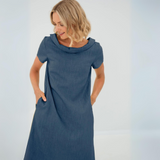 Abito morbido in lino da donna con tasche – Vestito casual estivo fluido