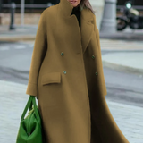 Donna - Cappotto lungo elegante e caldo - doppio petto