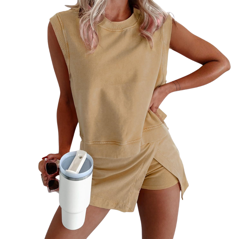 Set Femminile Sottile – Adatto per Sport e Tempo Libero, Include Top e Gonna con Sottogonna