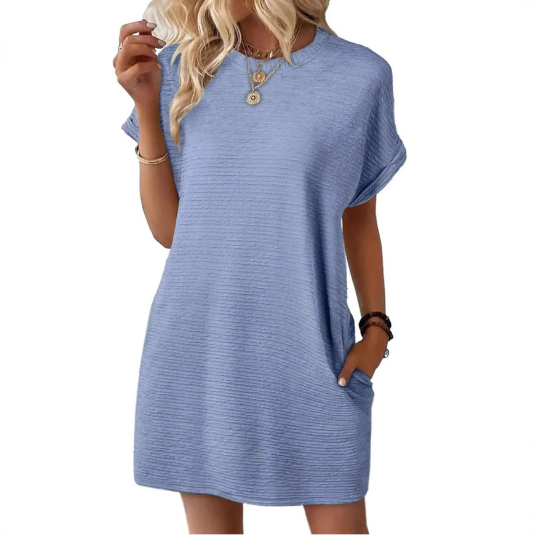 Abito A-line da Donna – Casual per Uso Estivo, Con Collo Rotondo e Senza Chiusura