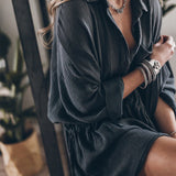 Abito camicia in misto cotone chic da donna