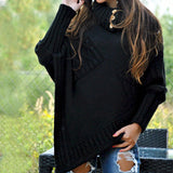 Donna - Poncho lavorato a maglia - Stile collo alto
