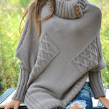 Donna - Poncho lavorato a maglia - Stile collo alto