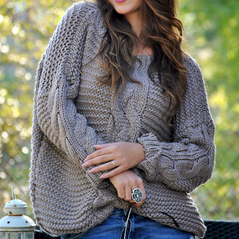 Donna - Maglione oversize in maglia a cavi grossi