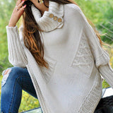 Donna - Poncho lavorato a maglia - Stile collo alto