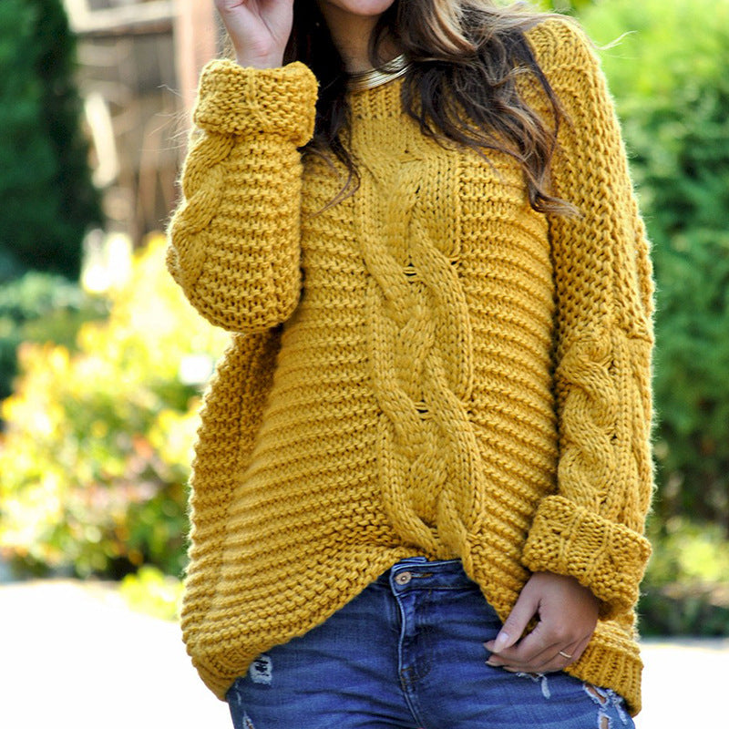 Donna - Maglione oversize in maglia a cavi grossi