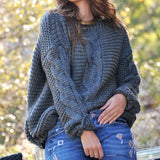 Donna - Maglione oversize in maglia a cavi grossi