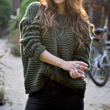 Donna - Maglione oversize in maglia a cavi grossi