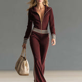 Tuta Donna Scollo Profondo – Con Zip e Pantaloni Ampi, Adatta per Uso Casual e Quotidiano