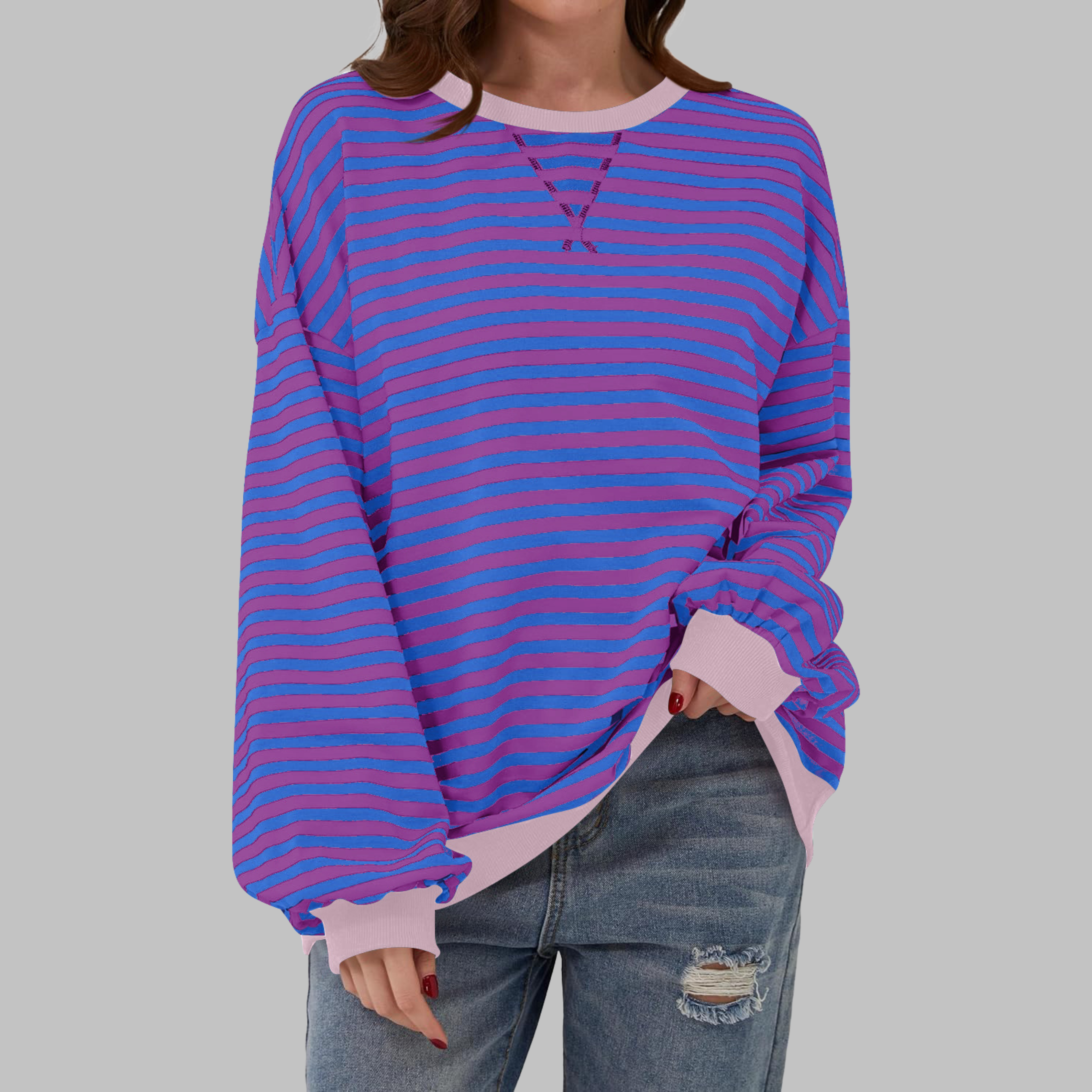 Felpa Oversized da Donna – Casual, Con Maniche Lunghe, Collo Rotondo, Adatta per Uso Quotidiano