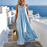 Abito donna ampio casual con collo rotondo