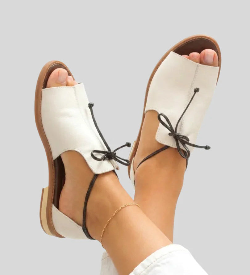 Laura™ | Sandalo basso in pelle metallizzata