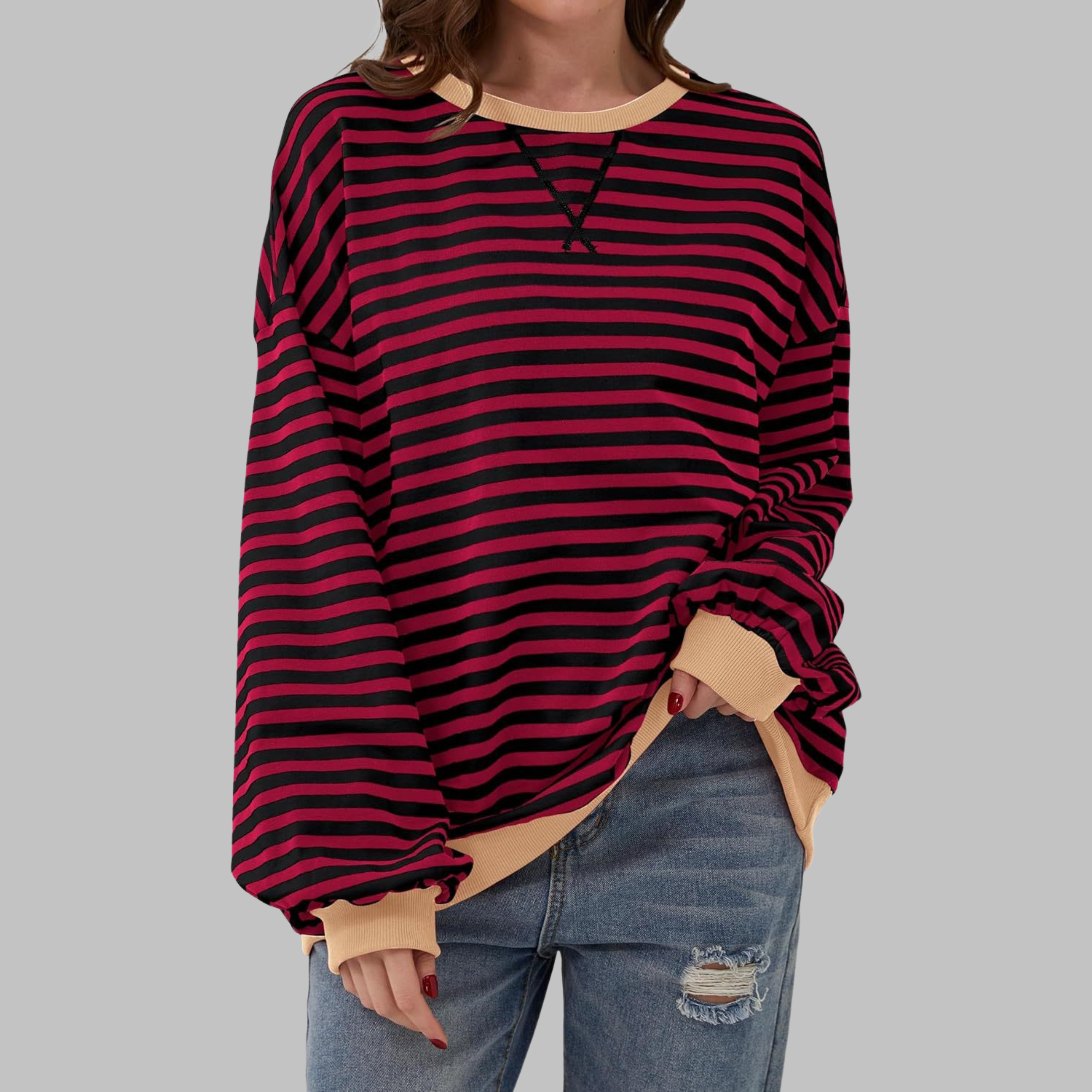 Felpa Oversized da Donna – Casual, Con Maniche Lunghe, Collo Rotondo, Adatta per Uso Quotidiano