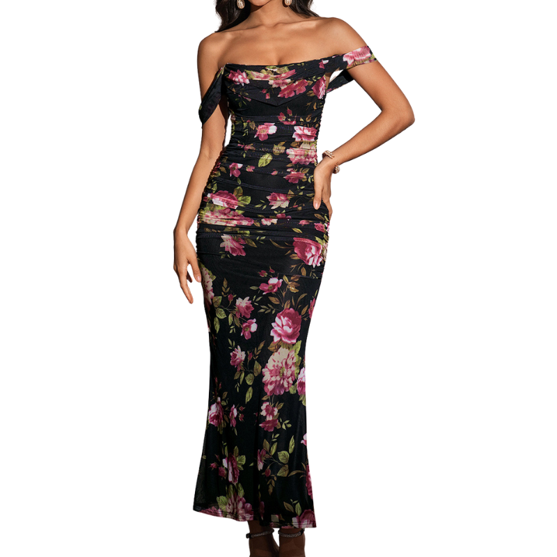 Abito Scollo Asimmetrico per Donna – Adatto per Occasioni Festive, Con Spallina e Dettagli in Corsetto