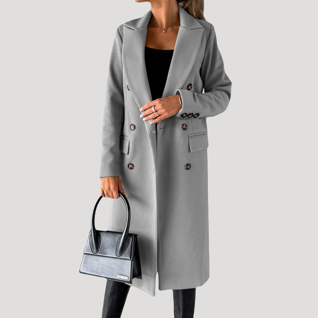 Donna - Cappotto invernale lungo - stile doppiopetto