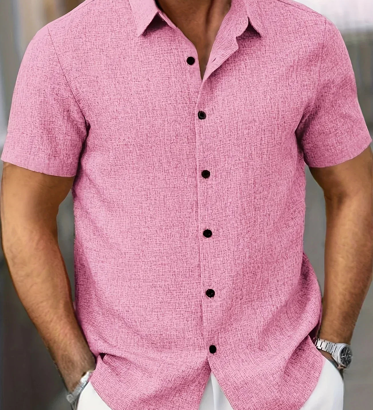 Varel | Camicia leggera a maniche corte in misto lino