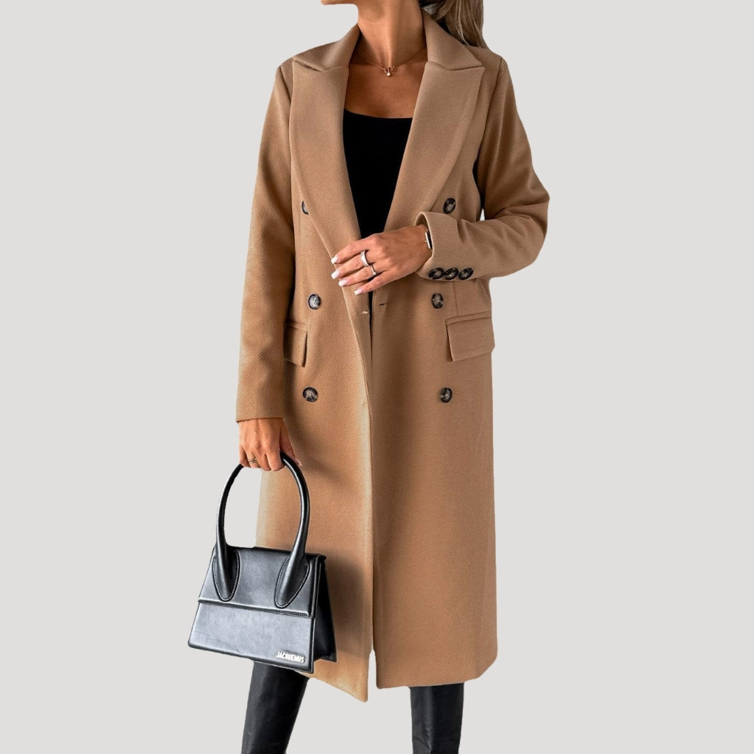 Donna - Cappotto invernale lungo - stile doppiopetto