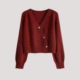 Donna - Cardigan in maglia con scollo a V - Button-Up