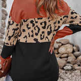 Maglione da donna in maglia con motivo leopardato a blocchi di colore – Pullover comodo a maniche lunghe per vestirsi a strati con stile in inverno