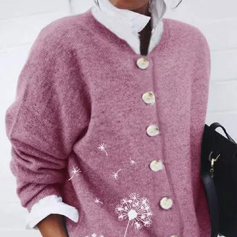 Donna - Cardigan in maglia con stampa dente di leone
