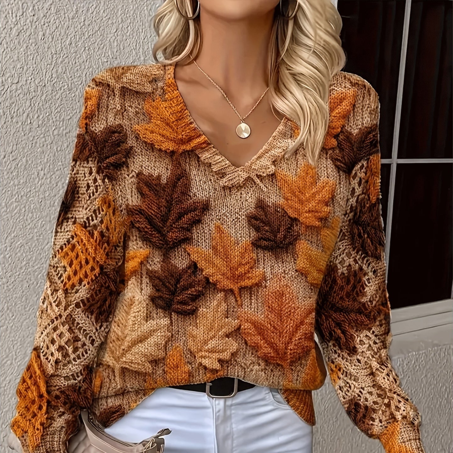Donna - Maglia con motivo floreale - Maglieria alla moda
