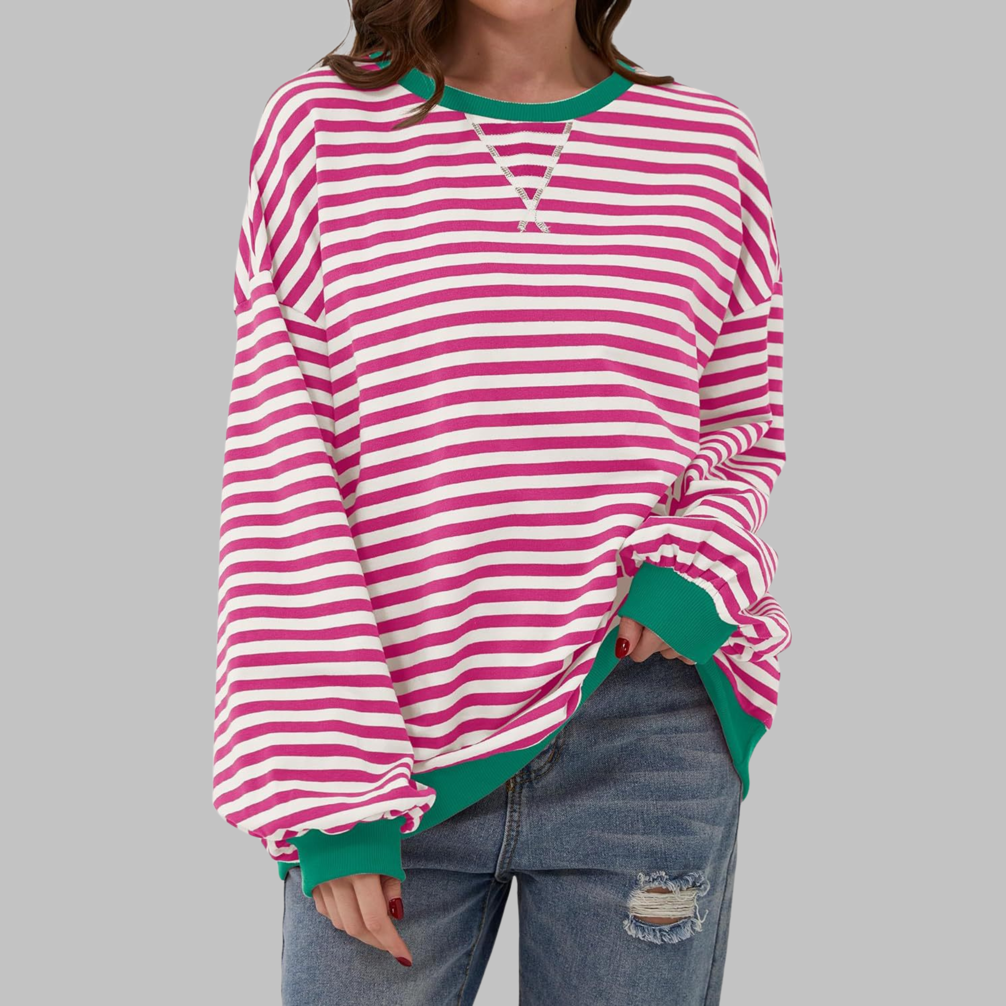 Felpa Oversized da Donna – Casual, Con Maniche Lunghe, Collo Rotondo, Adatta per Uso Quotidiano