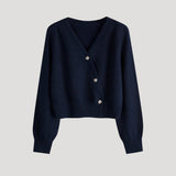 Donna - Cardigan in maglia con scollo a V - Button-Up
