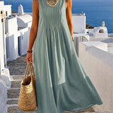 Abito donna ampio casual con collo rotondo