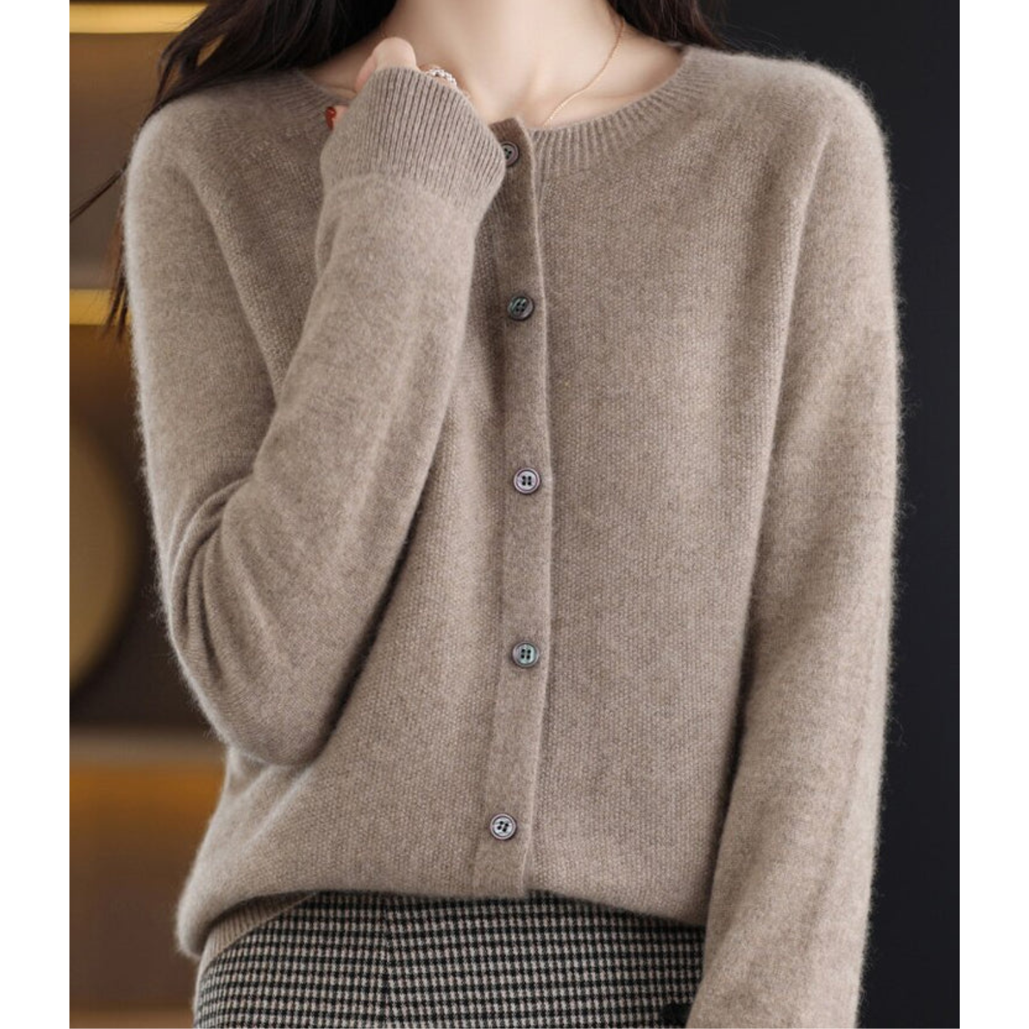 Cardigan di Lusso in Lana Merino e Cashmere per Donna – Maglia Invernale Elegante con Scollo a O