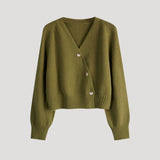 Donna - Cardigan in maglia con scollo a V - Button-Up