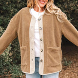 Donna - Giacca Sherpa Teddy - Stile con bottoni frontali.