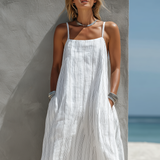 Abito maxi smanicato a righe da donna - Leggero e rilassato
