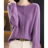 Cardigan di Lusso in Lana Merino e Cashmere per Donna – Maglia Invernale Elegante con Scollo a O