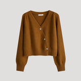 Donna - Cardigan in maglia con scollo a V - Button-Up